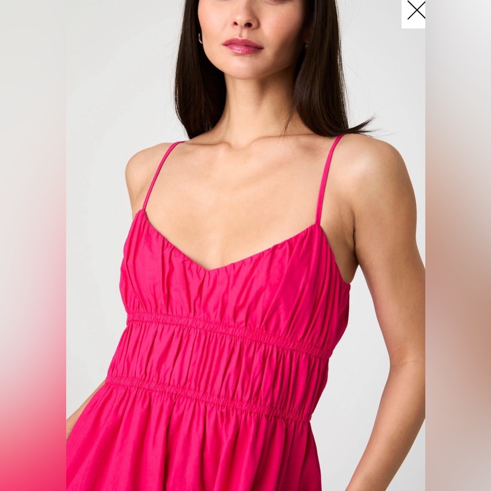 Poplin Ruched Maxi Dress - Picture 2 of 5